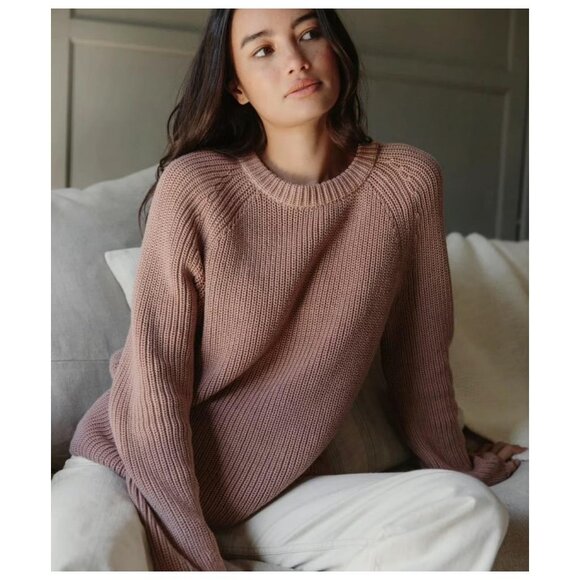 Jenni Kayne Sweaters - Jenni Kayne 100% Cashmere Fisherman Sweater Crew Neck Relaxed Fit Ribbed Knit